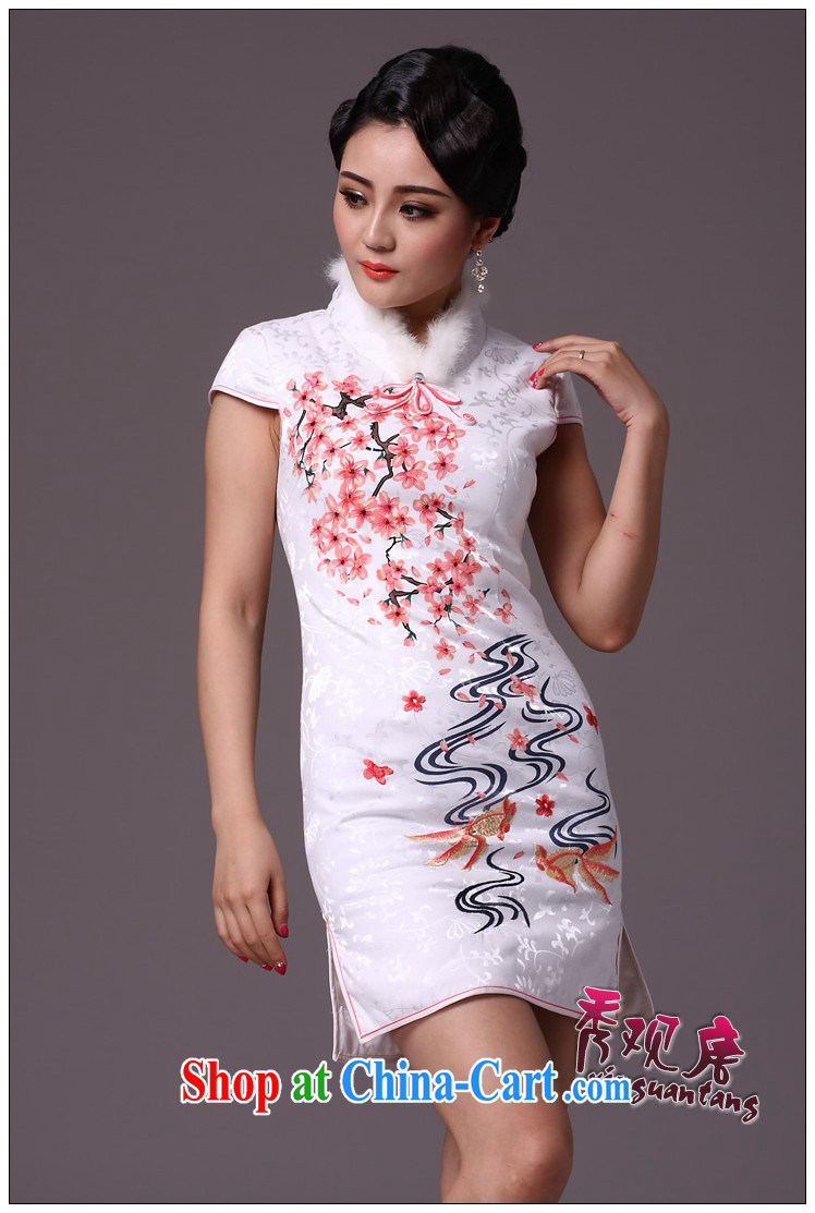 Cyd Ho Kwun Tong Fish South Africa flowers improved stylish winter clothing cheongsam/2015 New Folder cotton cheongsam dress G 97,117 white XXL pictures, price, brand platters! Elections are good character, the national distribution, so why buy now enjoy more preferential! Health