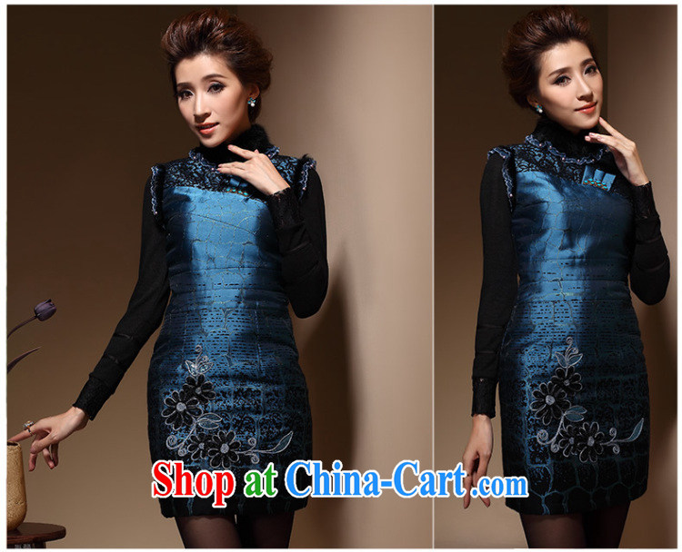 Cyd Ho Kwun Tong winter flower, Chinese folder cotton robes fashion for winter embroidery 2014 New Beauty dresses QM 3915 dark blue XXXL pictures, price, brand platters! Elections are good character, the national distribution, so why buy now enjoy more preferential! Health