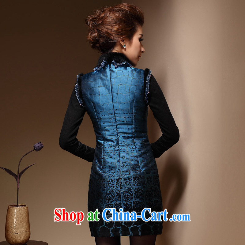 Cyd Ho Kwun Tong winter flower, Chinese folder cotton robes fashion for winter embroidery 2014 New Beauty dresses QM 3915 dark blue XXXL, Sau looked Tang, shopping on the Internet