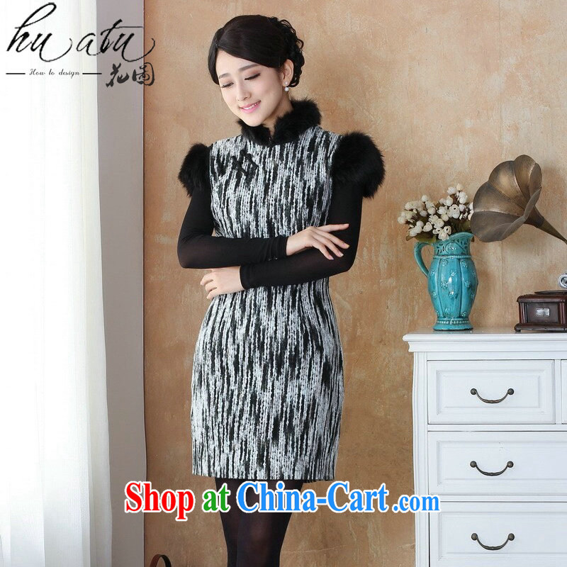 Spend the fall and winter cheongsam Chinese thick new dresses for Gross National wind Tang Women's clothes knitting knitting Chinese Dress - 4 3 XL, figure, and shopping on the Internet