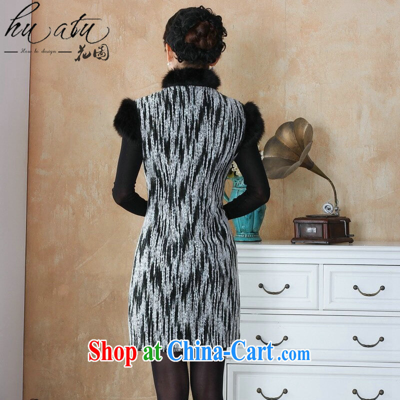 Spend the fall and winter cheongsam Chinese thick new dresses for Gross National wind Tang Women's clothes knitting knitting Chinese Dress - 4 3 XL, figure, and shopping on the Internet