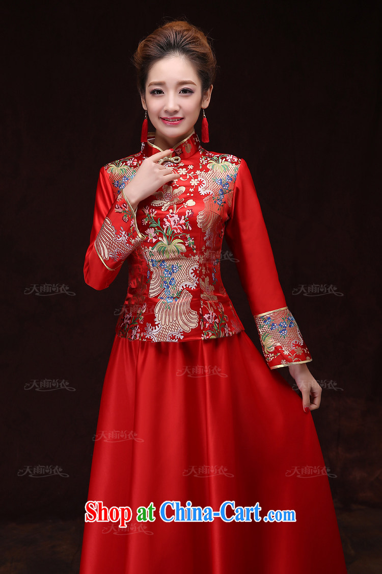 Rain is still Yi 2015 new wedding dresses dresses bridal dresses winter clothing long-sleeved long red dresses winter women cheongsam QP 566 red XL pictures, price, brand platters! Elections are good character, the national distribution, so why buy now enjoy more preferential! Health