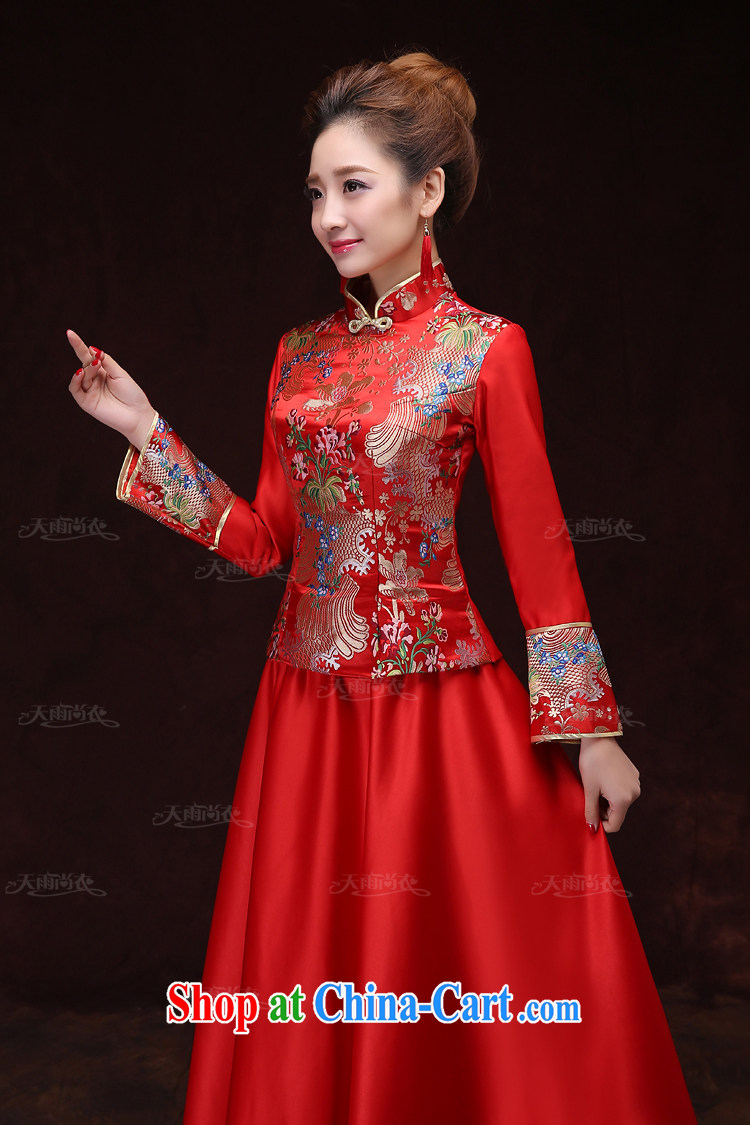 Rain is still Yi 2015 new wedding dresses dresses bridal dresses winter clothing long-sleeved long red dresses winter women cheongsam QP 566 red XL pictures, price, brand platters! Elections are good character, the national distribution, so why buy now enjoy more preferential! Health
