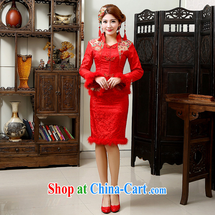 Rain is still Yi 2015 new wedding dresses Chinese hotel serving toast wedding bridal long-sleeved short red winter quilted robes QP 569 red XL pictures, price, brand platters! Elections are good character, the national distribution, so why buy now enjoy more preferential! Health