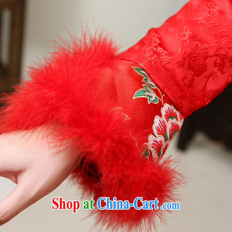 Rain is still Yi 2015 new wedding dresses Chinese hotel serving toast wedding bridal long-sleeved short red winter quilted robes QP 569 red XL pictures, price, brand platters! Elections are good character, the national distribution, so why buy now enjoy more preferential! Health