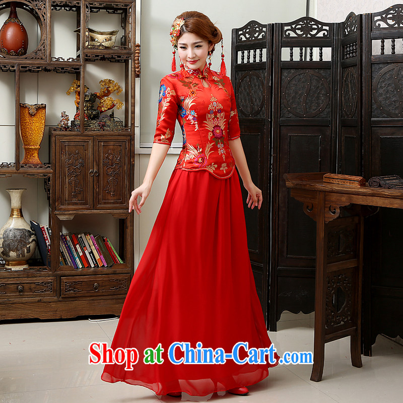 Rain is still Yi 2015 new wedding dresses bridal dresses winter clothing, long sleeves, red toast winter clothing women dresses QP 570 red XL, rain is clothing, and shopping on the Internet