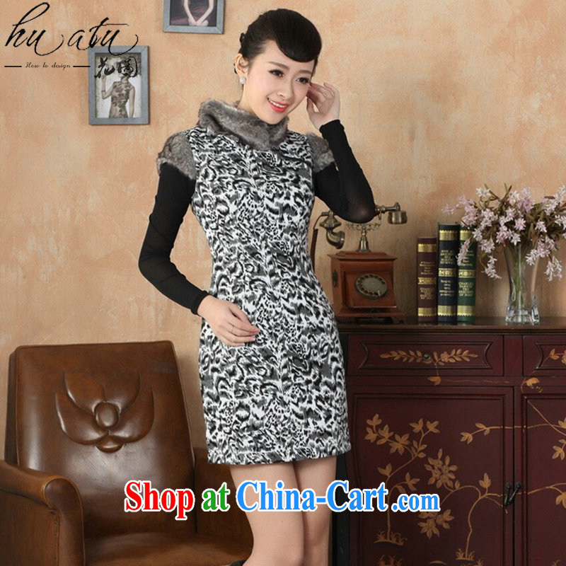 spend the winter clothes cheongsam dress tang on the collar cheongsam Chinese improved winter hair collar cheongsam dress Warm hair dress is shown in Figure 2 XL, figure, and, shopping on the Internet