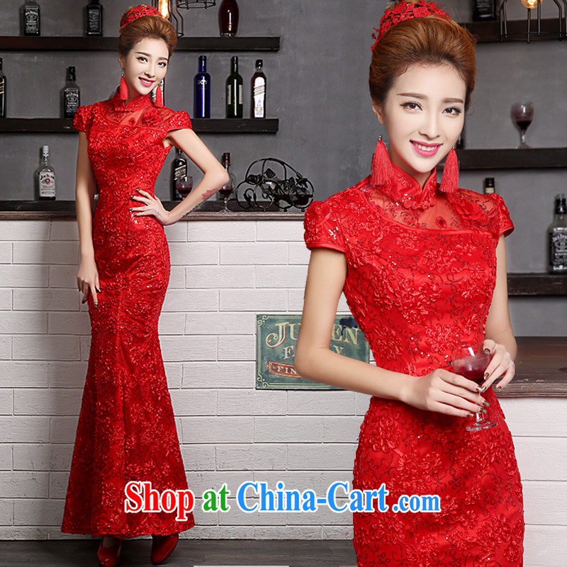 Sophie HIV than toasting service 2015 new summer wedding dresses bridal wedding wedding dresses lace long crowsfoot cultivating graphics thin cheongsam dress female Red XXL, than AIDS (SOFIE ABBY), online shopping