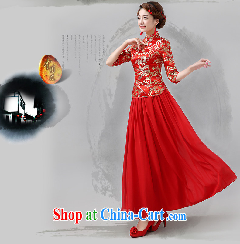 The United States and the bride's wedding dresses 2015 New red long bows, serving traditional Chinese Dress thick long-sleeved Q 0043 red XXL pictures, price, brand platters! Elections are good character, the national distribution, so why buy now enjoy more preferential! Health
