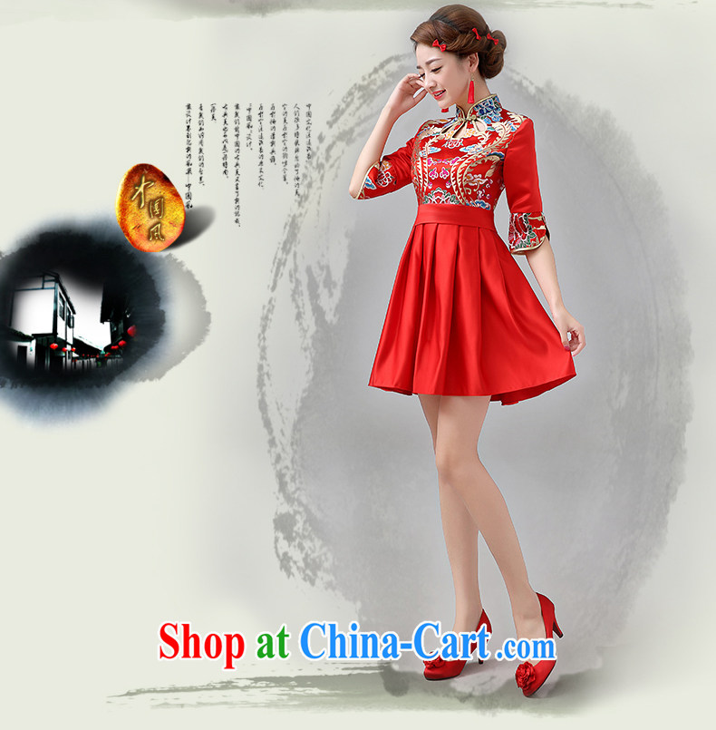 The US and the bride's wedding dresses 2015 spring and summer, short-sleeved red bows, serving traditional Chinese Dress short skirt, cuffs Q 0040 red M pictures, price, brand platters! Elections are good character, the national distribution, so why buy now enjoy more preferential! Health