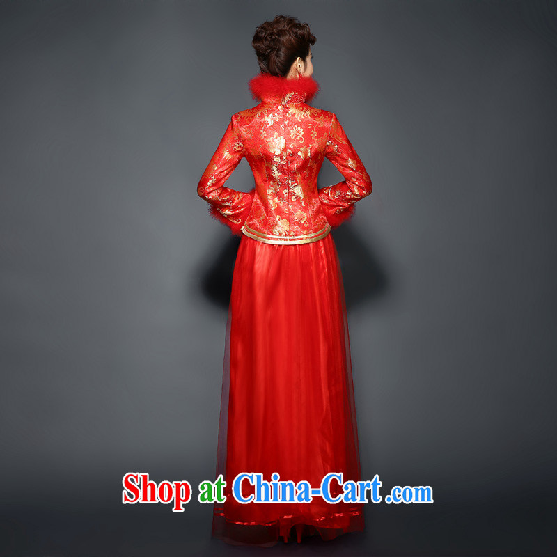 cheongsam dress uniform toast winter 2015 Winter Olympics, new, red wedding dresses long sleeved quilted thick winter clothes dresses long dresses, bride with new package mail Red. size 7 Day Shipping, 100 Ka-ming, and shopping on the Internet