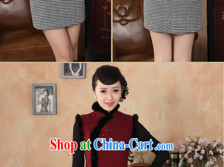 Bin Laden smoke Tang Women's clothes dresses fall and winter season with new, for Chinese improved tartan wool? rabbit hair collar cheongsam dress - A 2 XL pictures, price, brand platters! Elections are good character, the national distribution, so why buy now enjoy more preferential! Health