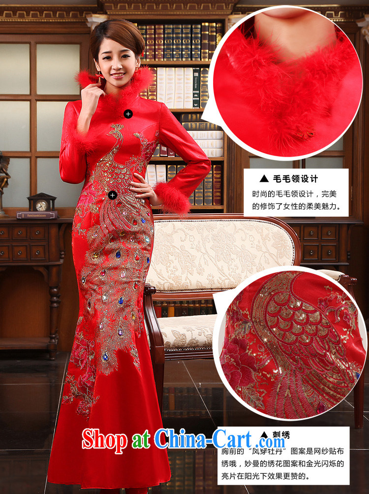 A good service is 2015 new winter bridal wedding dress cotton cheongsam Chinese Winter clothing crowsfoot long serving toast red winter 2XL pictures, price, brand platters! Elections are good character, the national distribution, so why buy now enjoy more preferential! Health