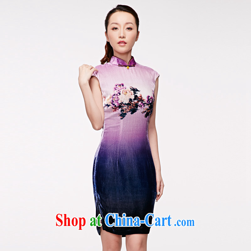 Wood is really the MOZEN 2015 spring and summer new, large flower wool short-sleeved dresses and elegant dress girl 11,516 17 light purple XL, wood really has, on-line shopping