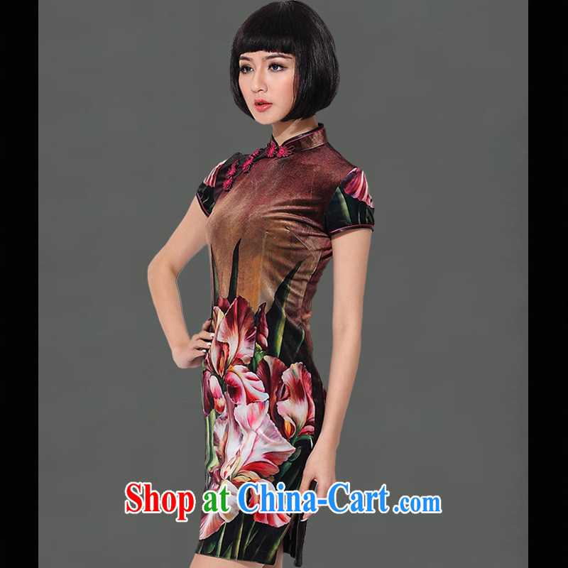 As regards a genuine 2014 registration takes the wool short cheongsam dress elegant and stylish improved velvet cheongsam 8010 photo color XXXL