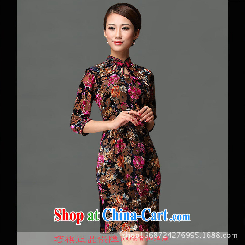 2014 is really plush robes are now thin high quality silk cheongsam dress new pre-sale improvements really velvet cheongsam picture color XXXL