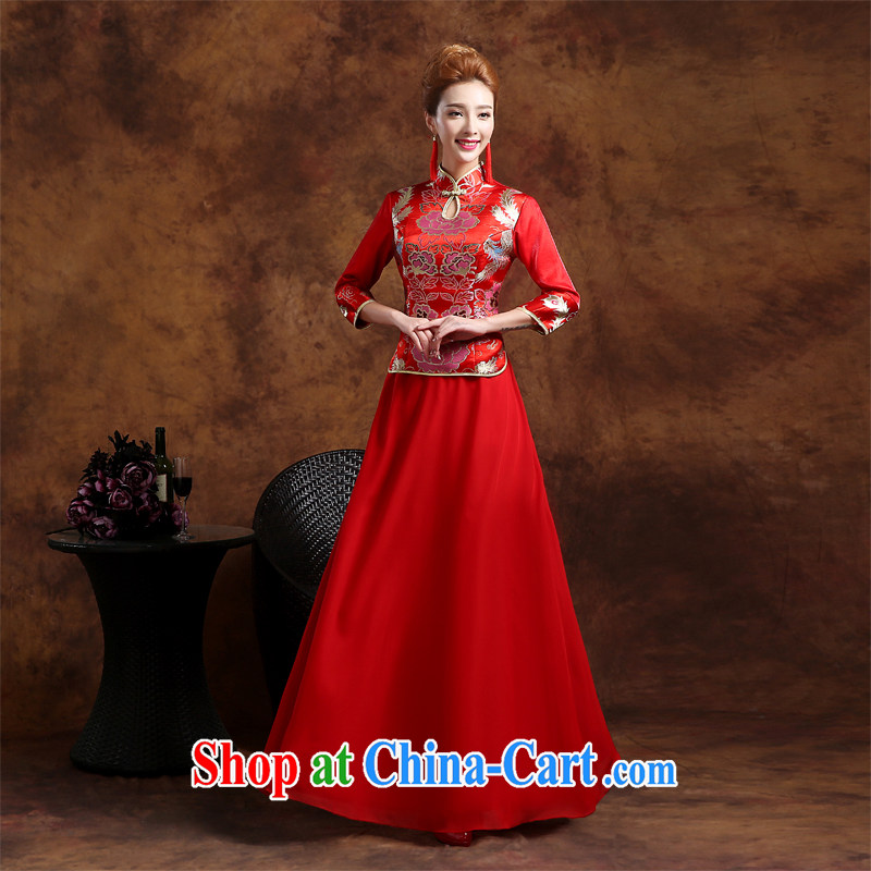 long-sleeved long serving toast dress Winter Fashion 2015 new beauty, winter marriages served toast dresses winter retro fashion toast clothing cheongsam red L, 100-ball (Ball Lily), and shopping on the Internet