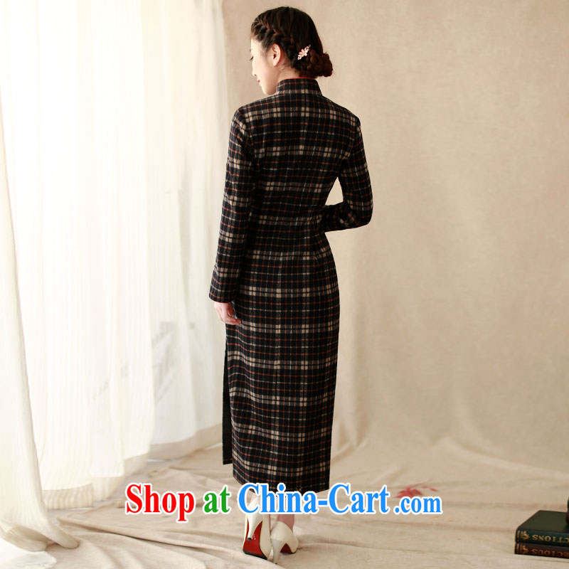 once and for all and Ju fatally jealous Chess and wool tartan dresses winter clothes retro long-sleeved cheongsam dress 2015 new temperament improved cheongsam dress black 2 XL, fatally jealous once and for all, and, on-line shopping