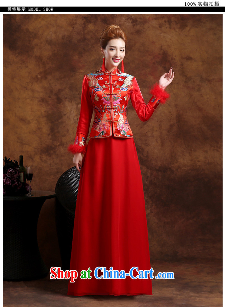 Toast clothing dresses winter 2015 new marriage toast service wedding dresses long-sleeved Chinese marriages bows outfit dress uniform red thick beauty dresses red L pictures, price, brand platters! Elections are good character, the national distribution, so why buy now enjoy more preferential! Health