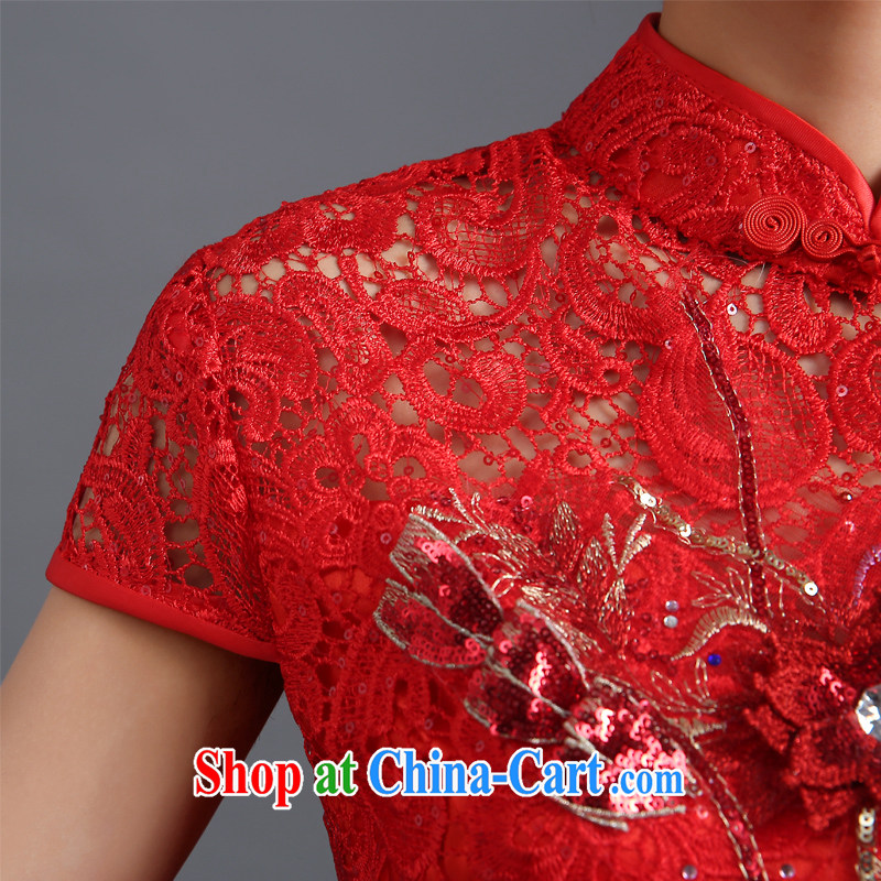 robes bows Service Bridal toast clothing dress fashion 2015 fall and winter clothes toasting new bridal wedding dresses red long Chinese wedding dresses dress red L, 100-ball (Ball Lily), online shopping
