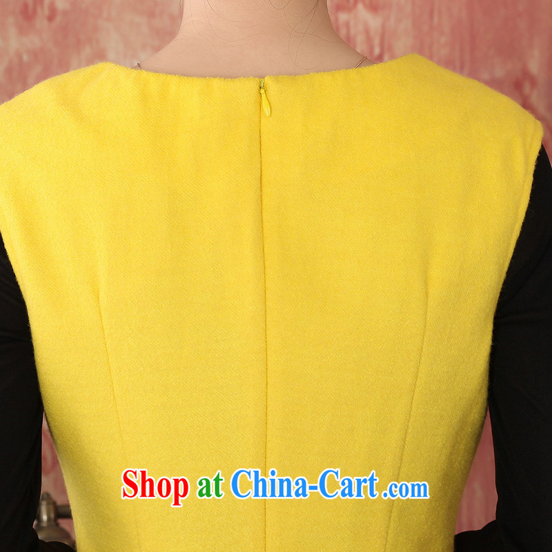 East noble counters are 2014 winter clothing new wool embroidery cheongsam dress girls dresses package mail yellow XXL, Oriental and nobles, and shopping on the Internet
