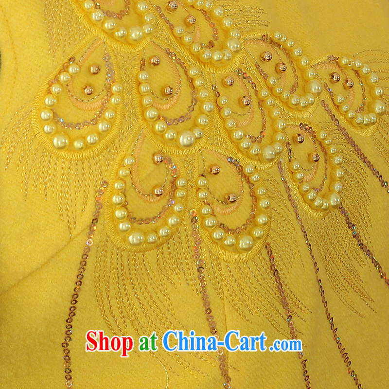 East noble counters are 2014 winter clothing new wool embroidery cheongsam dress girls dresses package mail yellow XXL, Oriental and nobles, and shopping on the Internet