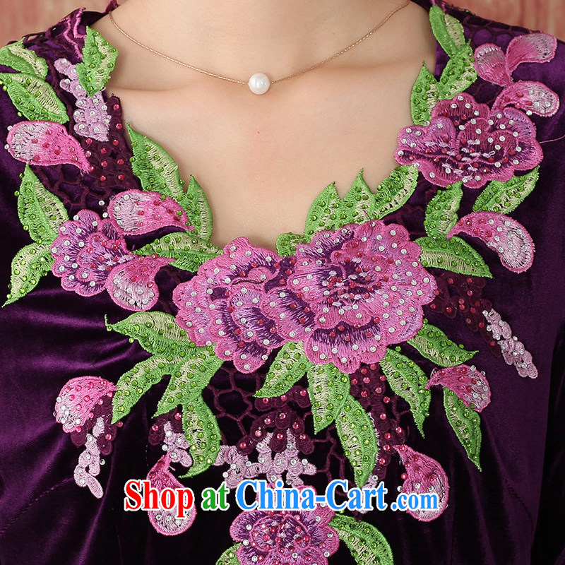 East noble counters are, spring 2015 the new velvet cheongsam long-sleeved short, elegant and airy beauty dresses purple XXL, Oriental and nobles, and shopping on the Internet