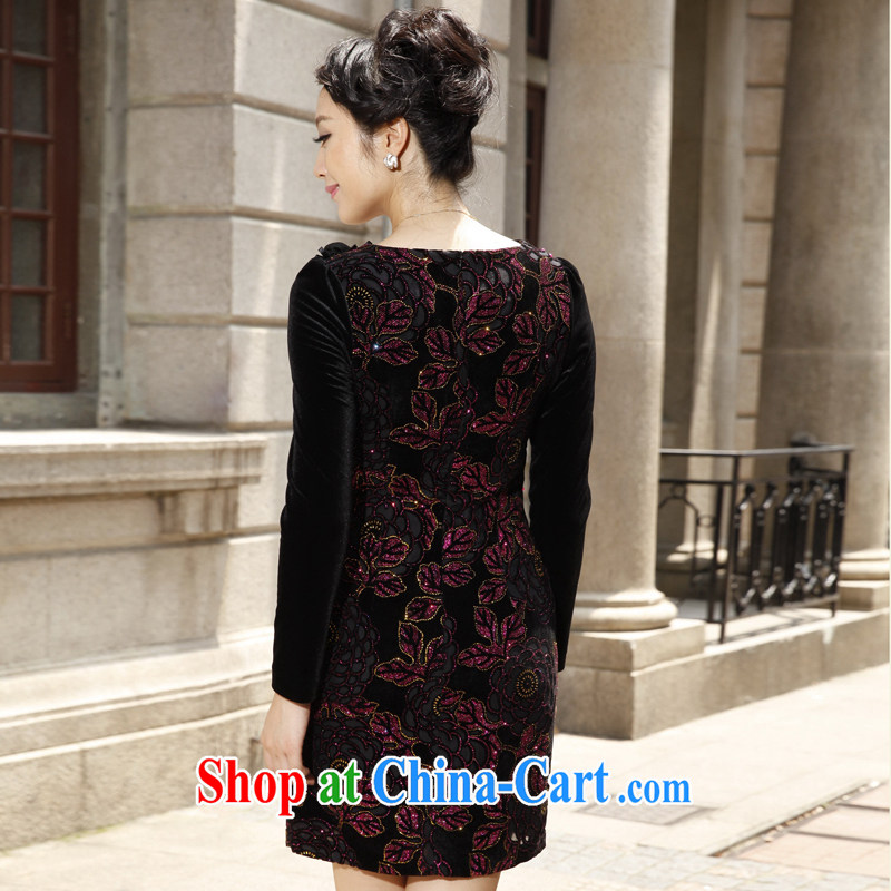 East noble counters are for spring 2015 with new long-sleeved velvet cheongsam dress hook spent three-dimensional embroidery short XXL, Oriental and nobles, and shopping on the Internet