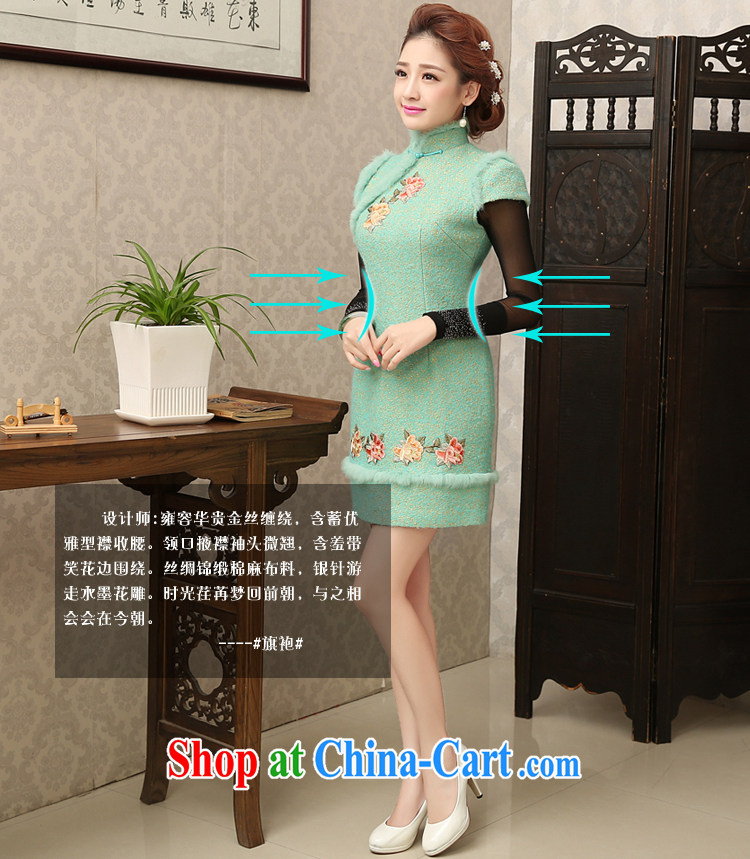 Early Morning, winter clothing new 2014 rabbit hair thick hair so the retro style Tang women daily cheongsam dress meat pink XXXL pictures, price, brand platters! Elections are good character, the national distribution, so why buy now enjoy more preferential! Health
