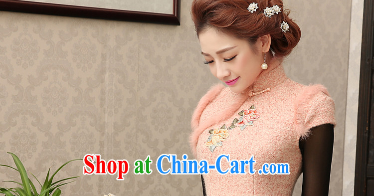 Early Morning, winter clothing new 2014 rabbit hair thick hair so the retro style Tang women daily cheongsam dress meat pink XXXL pictures, price, brand platters! Elections are good character, the national distribution, so why buy now enjoy more preferential! Health