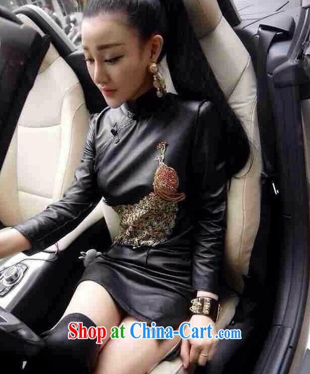 Poetry hi Babe 2015 the European site retro PU leather-tie Peacock beauty package and cheongsam sexy night leather dresses H C 619 1858 black L pictures, price, brand platters! Elections are good character, the national distribution, so why buy now enjoy more preferential! Health