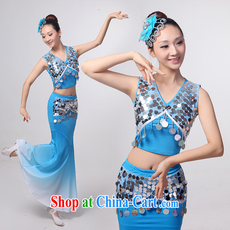 I should be grateful if you would arrange for Performing Arts Hong Kong dream 2014 Dai dance costumes Yunnan Peacock Dance minorities, cultivating crowsfoot skirt HXYM 0032 blue M I should be grateful if you, Hong Kong Arts dreams, shopping on the Interne