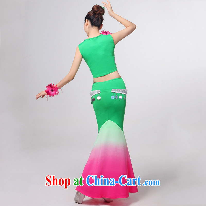 I should be grateful if you would arrange for Performing Arts Hong Kong dream new Dai dance Yunnan Peacock Dance dancers, cultivating crowsfoot skirt HXYM 0033 green gradient XXXXL, Hong Kong I should be grateful if you visit performing arts, shopping on