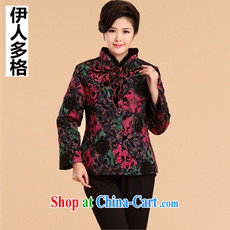 Of the more than 2014 older women with short autumn and winter with quilted coat jacket happy mom with Chinese elderly service units 2063 black 4 XL, and the Iraqi people (YIRENDUOGE), shopping on the Internet