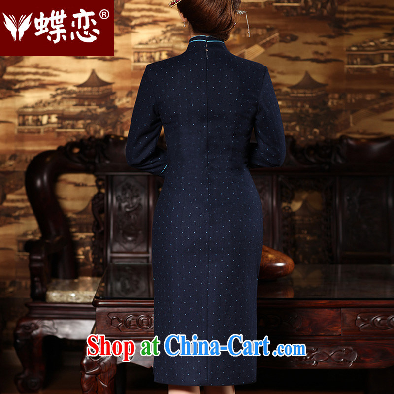 Butterfly Lovers 2015 spring new stylish improved long cheongsam dress Bow Tie retro hair so short cheongsam with 49,143 blue XL, Butterfly Lovers, shopping on the Internet