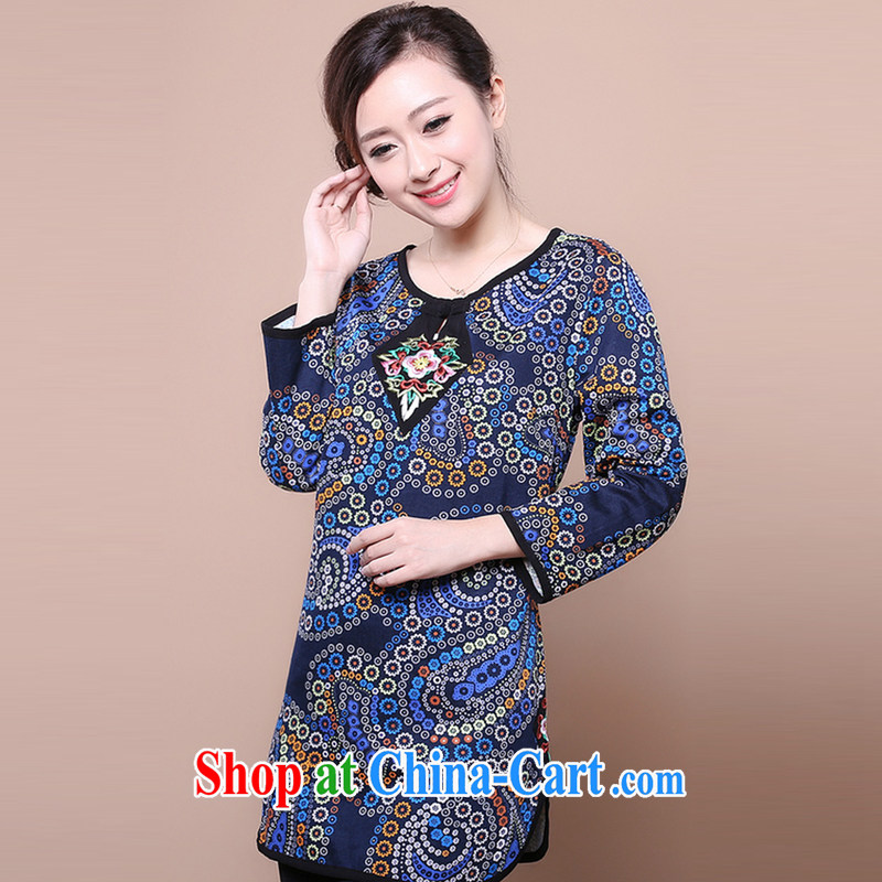 2014 fall/winter Korean Beauty stylish Chinese cotton stamp kit two-piece to sell FGRS Blue Kit XXXL, charm and Barbara (Charm Bali, qipao/Tang, and shopping on the Internet