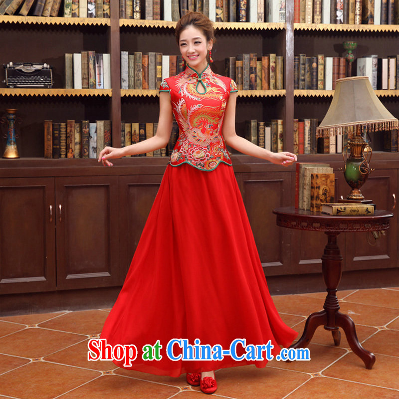 There's a red wedding dresses long sleeved dresses new spring retro wedding long bridal toast wedding service YY 6780 red XXL, it's a, and shopping on the Internet