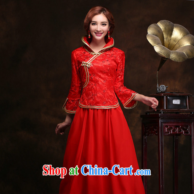 There are 2014 new wedding dresses retro improved long red bows service beauty graphics thin bridal gown style ladies serving toast YY 9410 red XXL, it's a, and shopping on the Internet