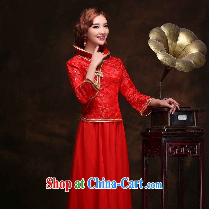 There are 2014 new wedding dresses retro improved long red bows service beauty graphics thin bridal gown style ladies serving toast YY 9410 red XXL, it's a, and shopping on the Internet