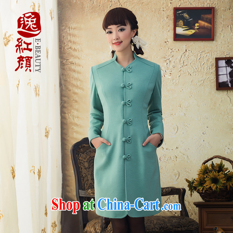 once and for all and winter proverbial hero Yang Sau San long-sleeved woolen coat hair? jacket girls in long winter China wind wind jacket with green XL