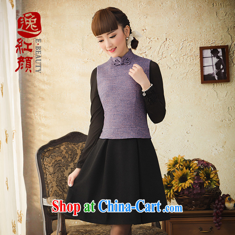 proverbial hero once and for all, to apply for a leave of two vest skirt is gross solid skirt China wind fall and winter dresses 2015 blue 2 XL