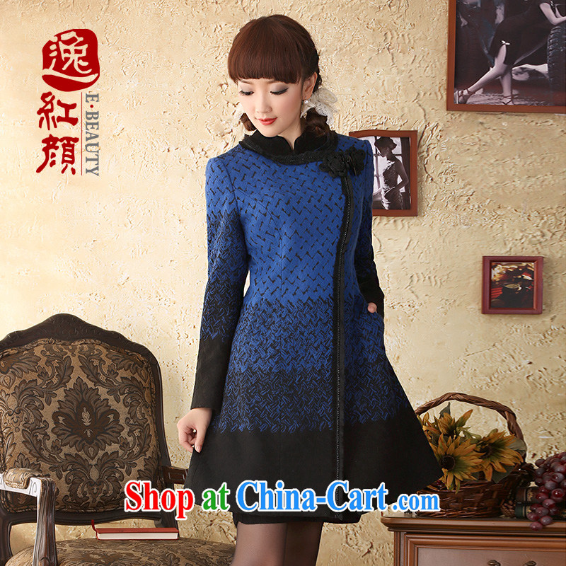 proverbial hero once and for all the high-end, the long-sleeved wool winter sweater jacket that female wind jacket coat jacket winter, blue XL