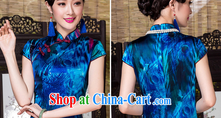 Yin Yue seal autumn and winter, heavy Silk Cheongsam stamp improved retro daily dos santos Ms. Silk Cheongsam dress blue XL pictures, price, brand platters! Elections are good character, the national distribution, so why buy now enjoy more preferential! Health