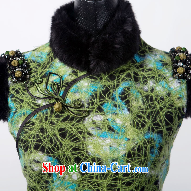 once and for all the proverbial hero fall drunk original autumn and winter new sleeveless vest skirt Chinese improved short hair collar cheongsam dress green 2 XL, fatally jealous once and for all, and, on-line shopping
