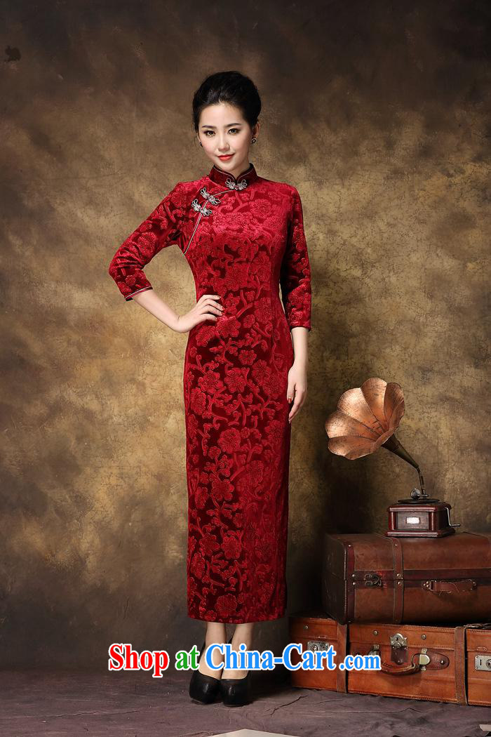 Chinese bride toast wedding dresses to the wedding MOM dresses with large yards, Retro ethnic wind cheongsam red XXXL pictures, price, brand platters! Elections are good character, the national distribution, so why buy now enjoy more preferential! Health