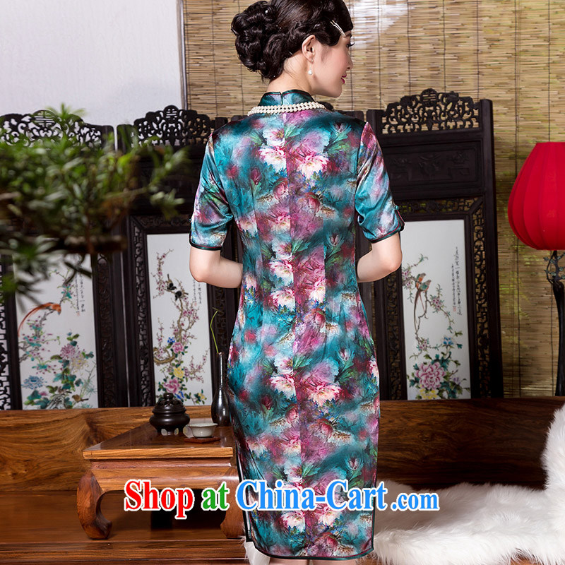 Yin Yue seal 2015 autumn and winter, the heavy Silk Cheongsam banquet art stamp improved day-dresses, skirts picture color XL seal, Yin Yue, shopping on the Internet