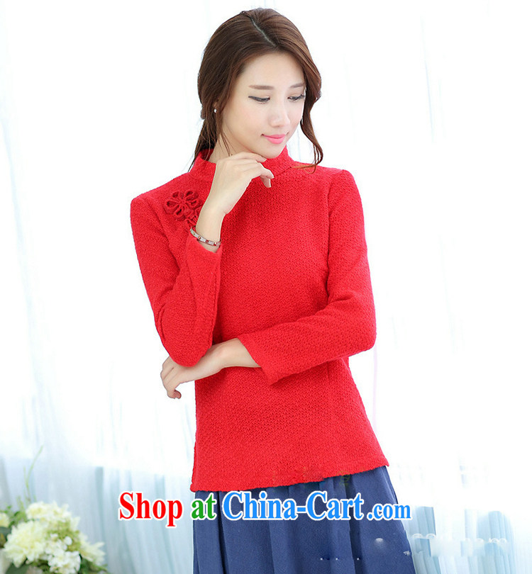 Jack Plug, spring and summer female new knitting manual tie Yuanyang flower National wind, for Chinese T-shirt long-sleeved Chinese flat pin wine red L pictures, price, brand platters! Elections are good character, the national distribution, so why buy now enjoy more preferential! Health