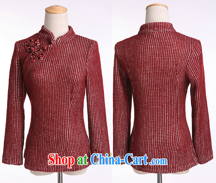 Jack Plug, spring and summer female new knitting manual tie Yuanyang flower National wind, for Chinese T-shirt long-sleeved Chinese flat pin wine red L pictures, price, brand platters! Elections are good character, the national distribution, so why buy now enjoy more preferential! Health