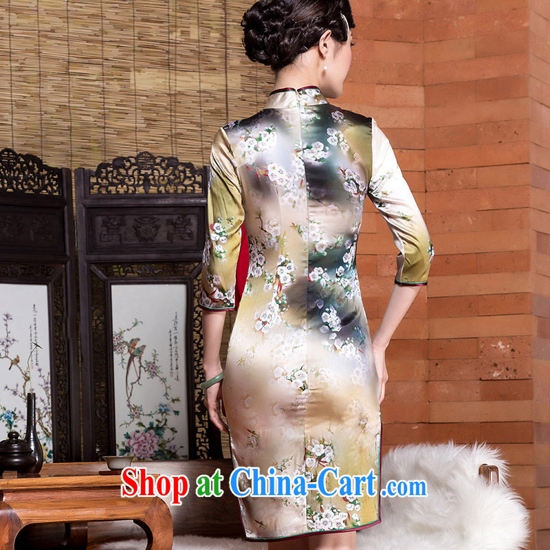 Yin Yue seal 2015 autumn new cuff in heavy Silk Cheongsam 7 cuff temperament improved cheongsam dress picture color XXL pre-sale 20 days, seal Yin Yue, shopping on the Internet
