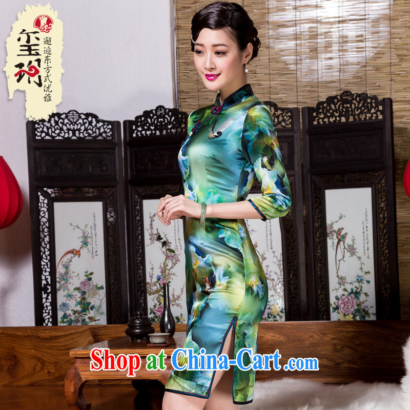 Yin Yue NARS fall 2015 new, 7 cuff cuff in heavy Silk Cheongsam routine annual Meeting banquet improved cheongsam picture color L